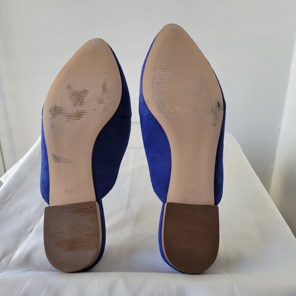 Talbots Blue Suede Leather Tassel Pointed Toe Mules (Size: 9½M) - Picture 11 of 13